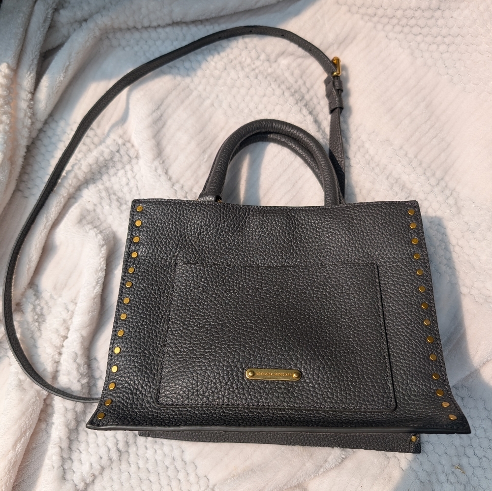 Rebecca Minkoff Gray Crossbody Bag with Gold Accents